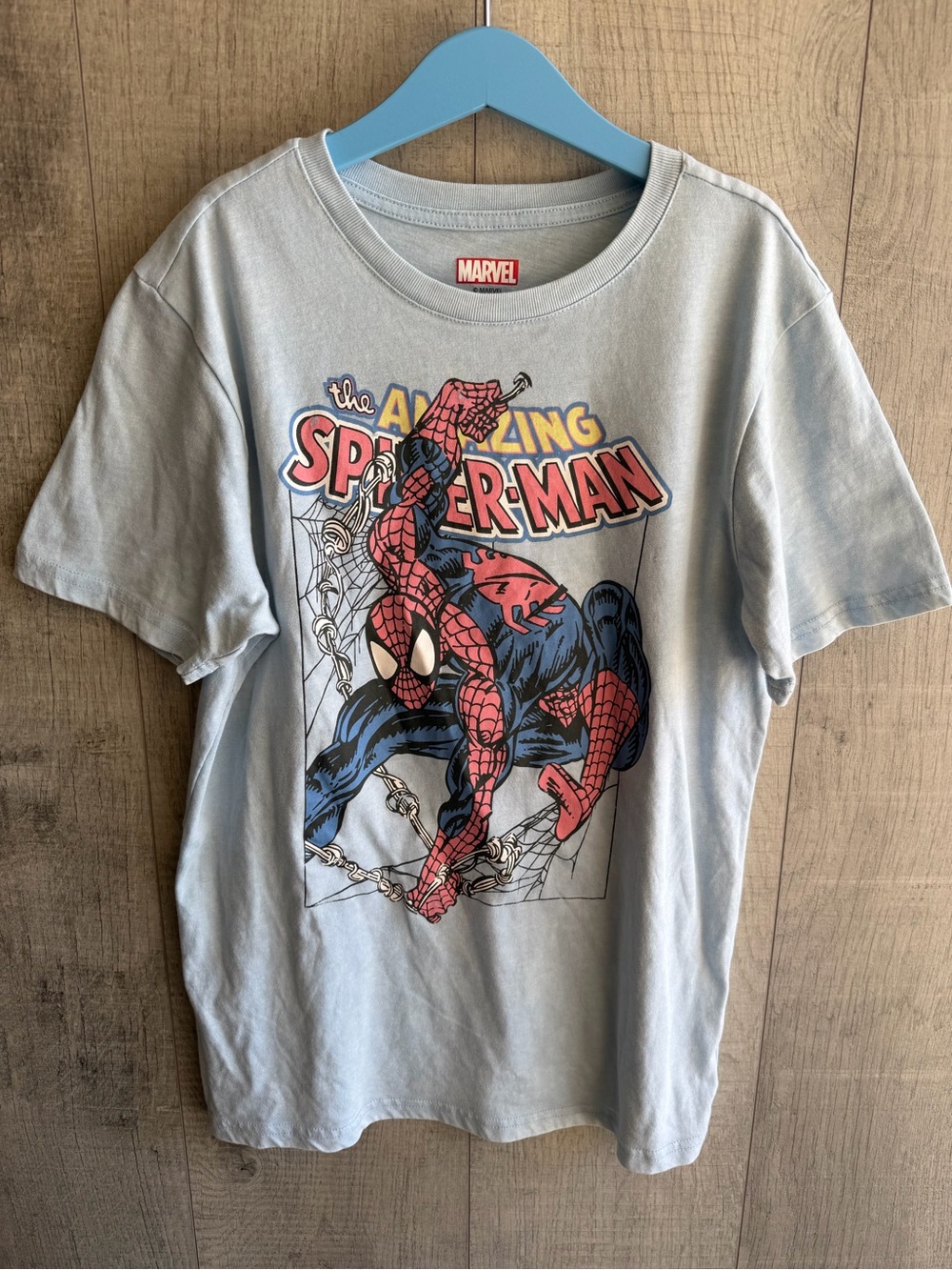 Marvel The Amazing Spider-Man Youth T-Shirt Size 14 Blue Graphic Print Short Slv